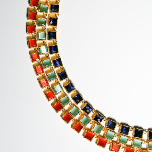 Square stone necklace