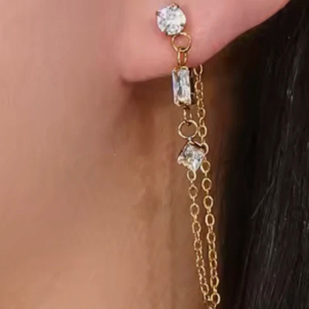 CZ Loop Chain Earring