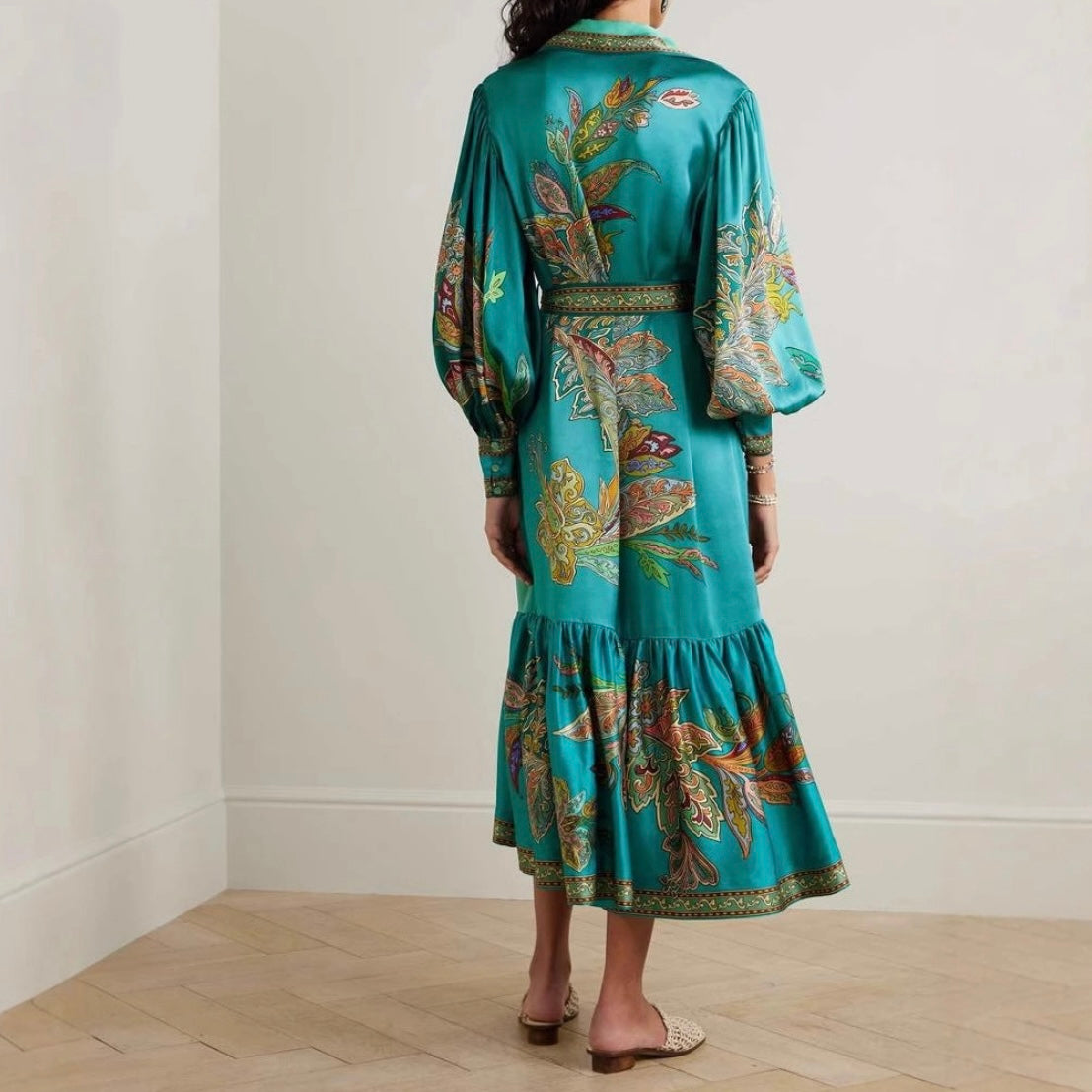 Teal Paisley Dress