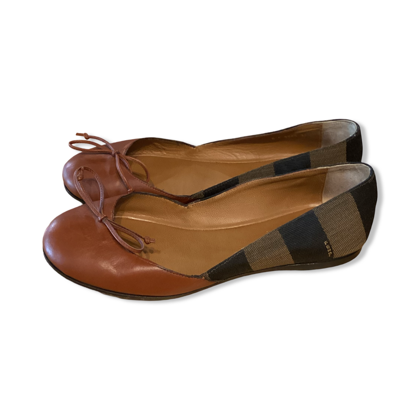 Fendi Striped D'Orsay Flats