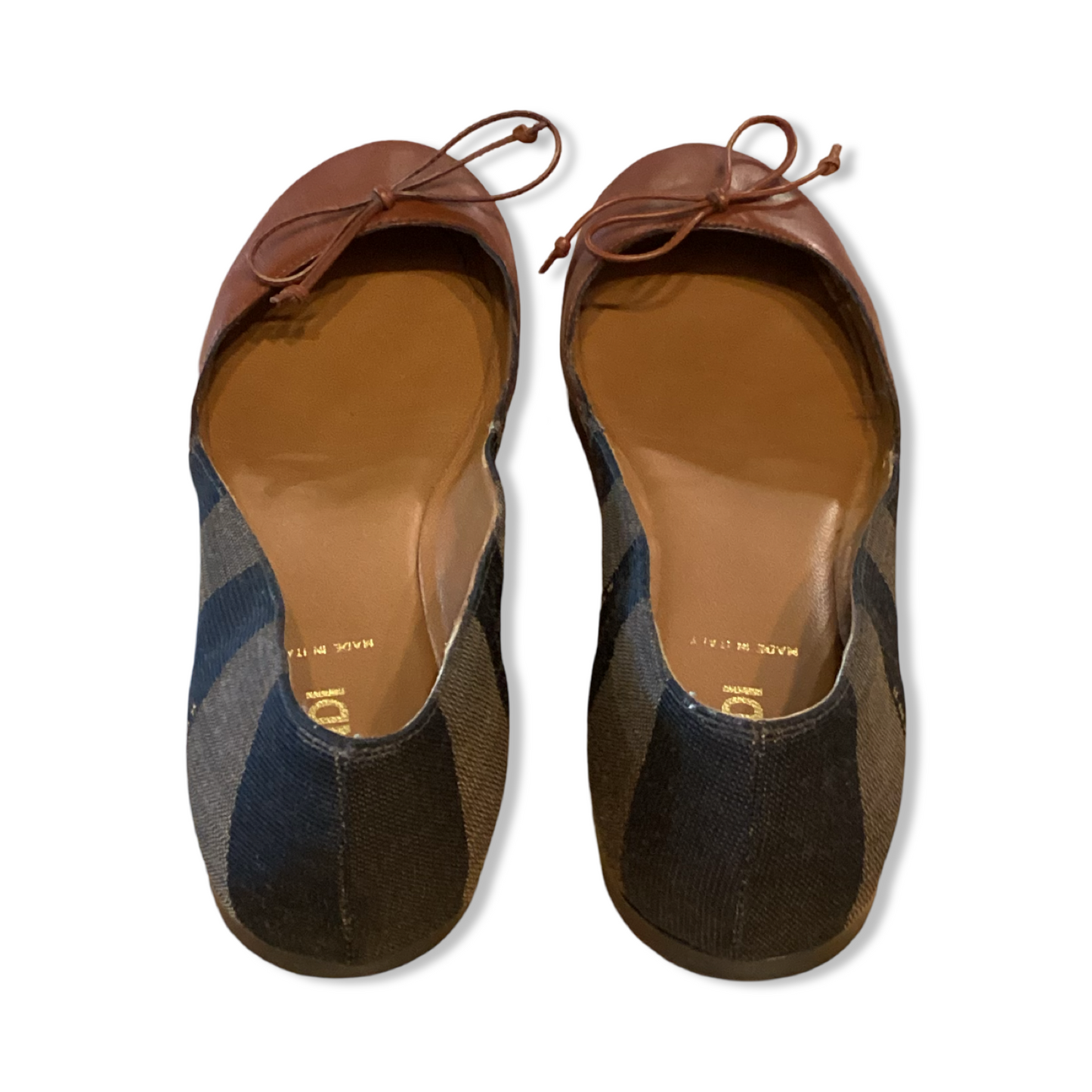 Fendi Striped D'Orsay Flats