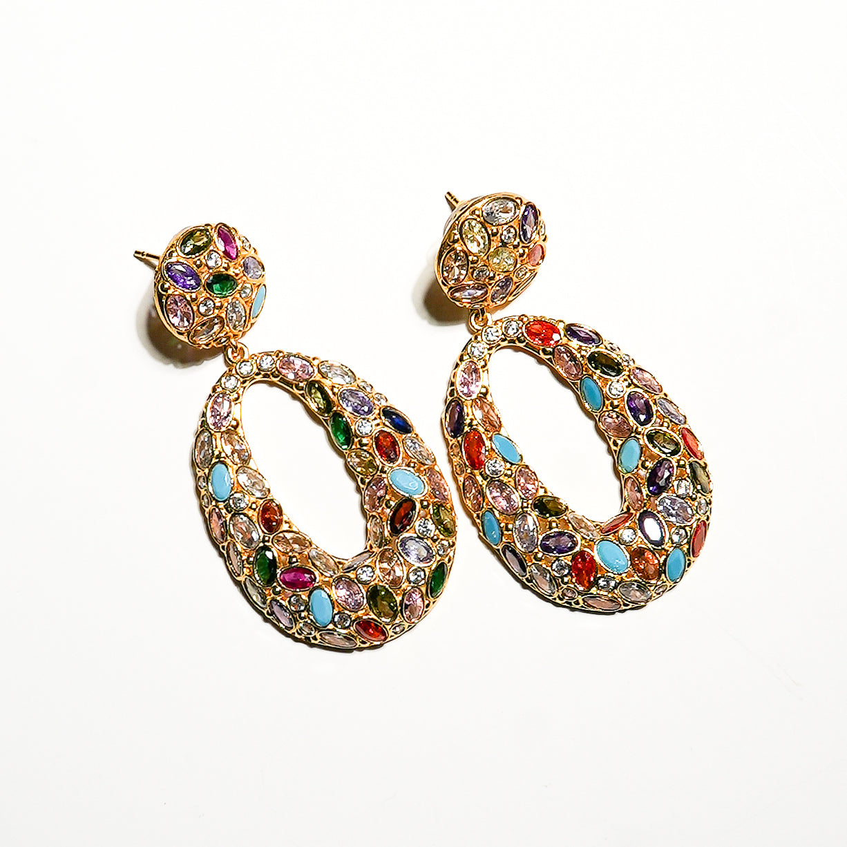 Multi Gem Oval Earring