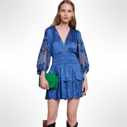 Maje Satin & Eyelet Dress