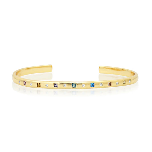 Multicolored CZ gold cuff