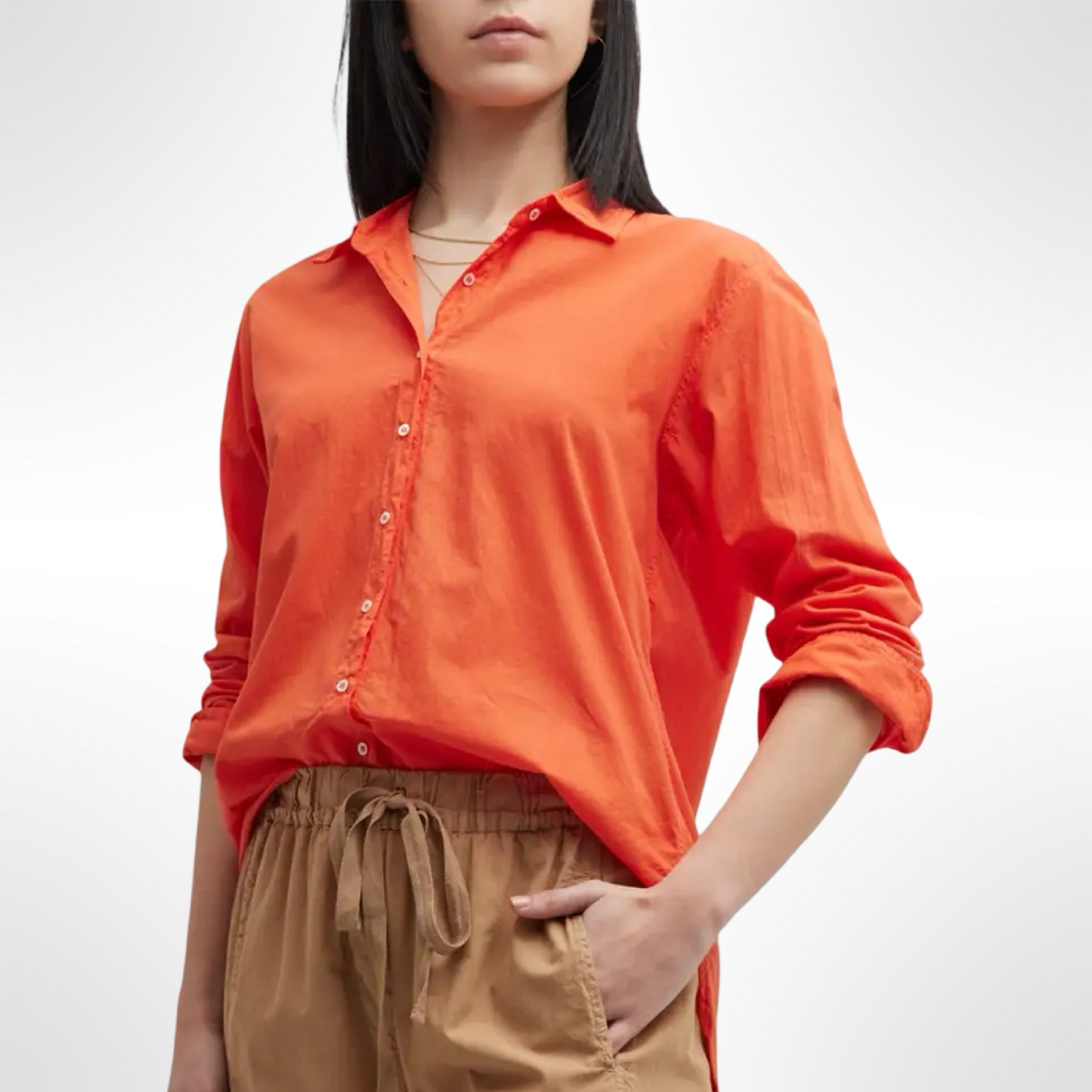 Xirena Orange Button Up