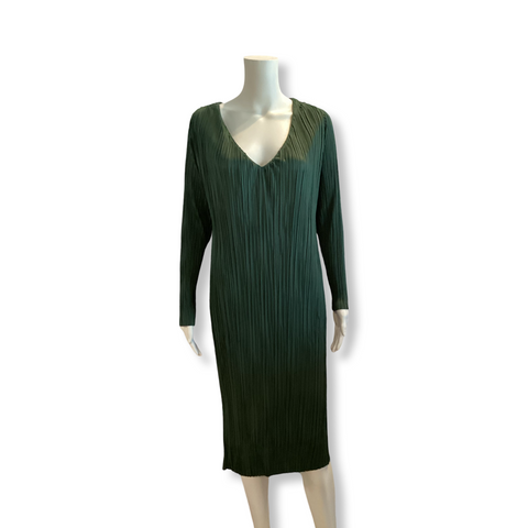 Pleated Forest Green Dress