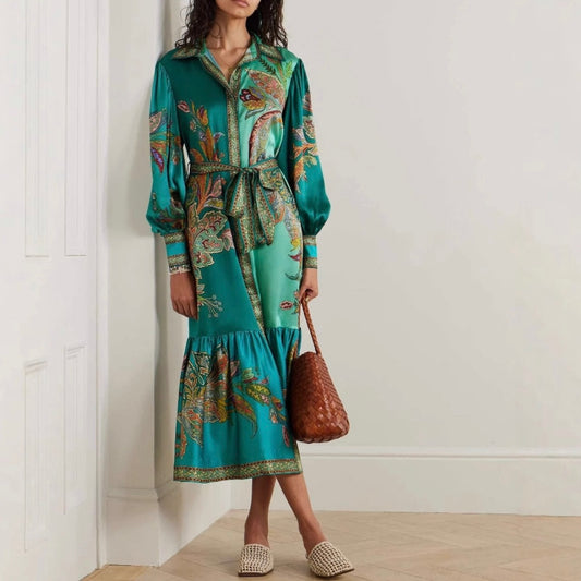 Teal Paisley Dress