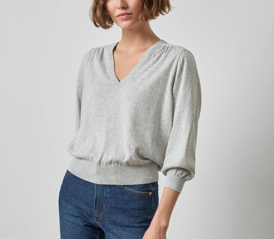 V-Neck Blouson Sweater