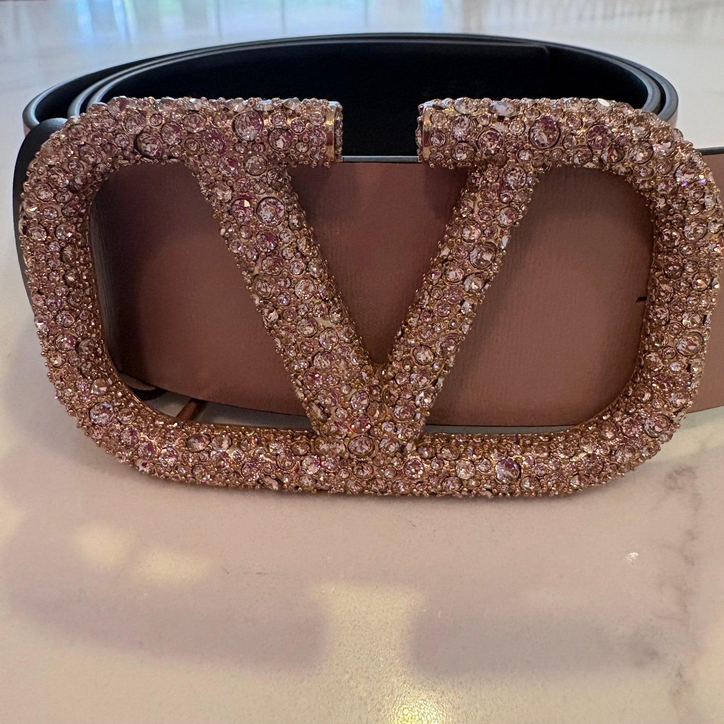 Valentino VLogo Crystal Buckle Belt