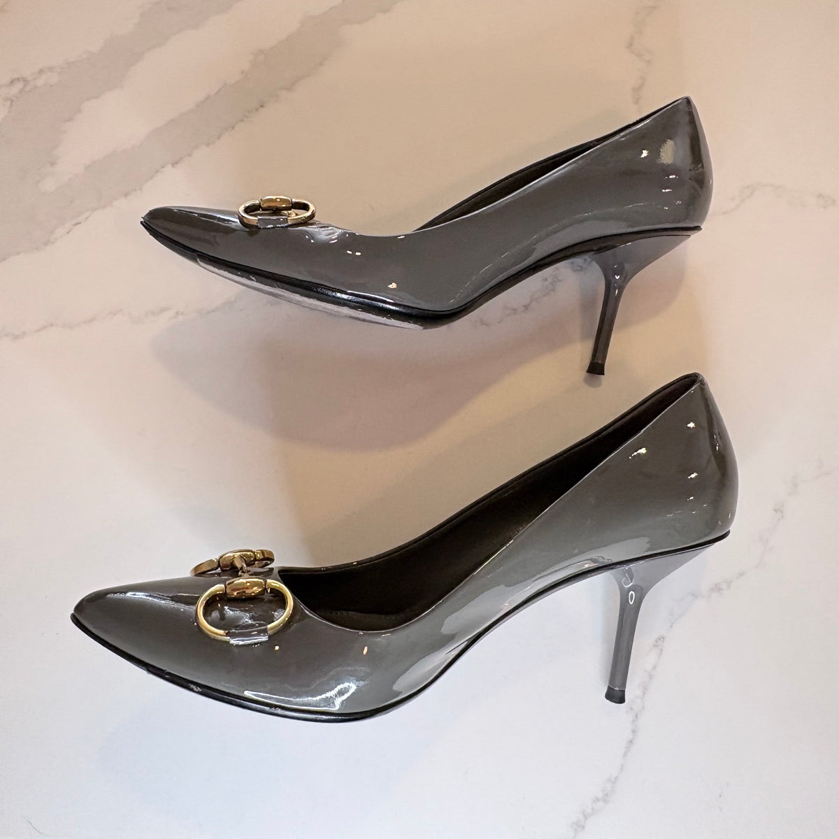Gucci Patent Horsebit Pumps