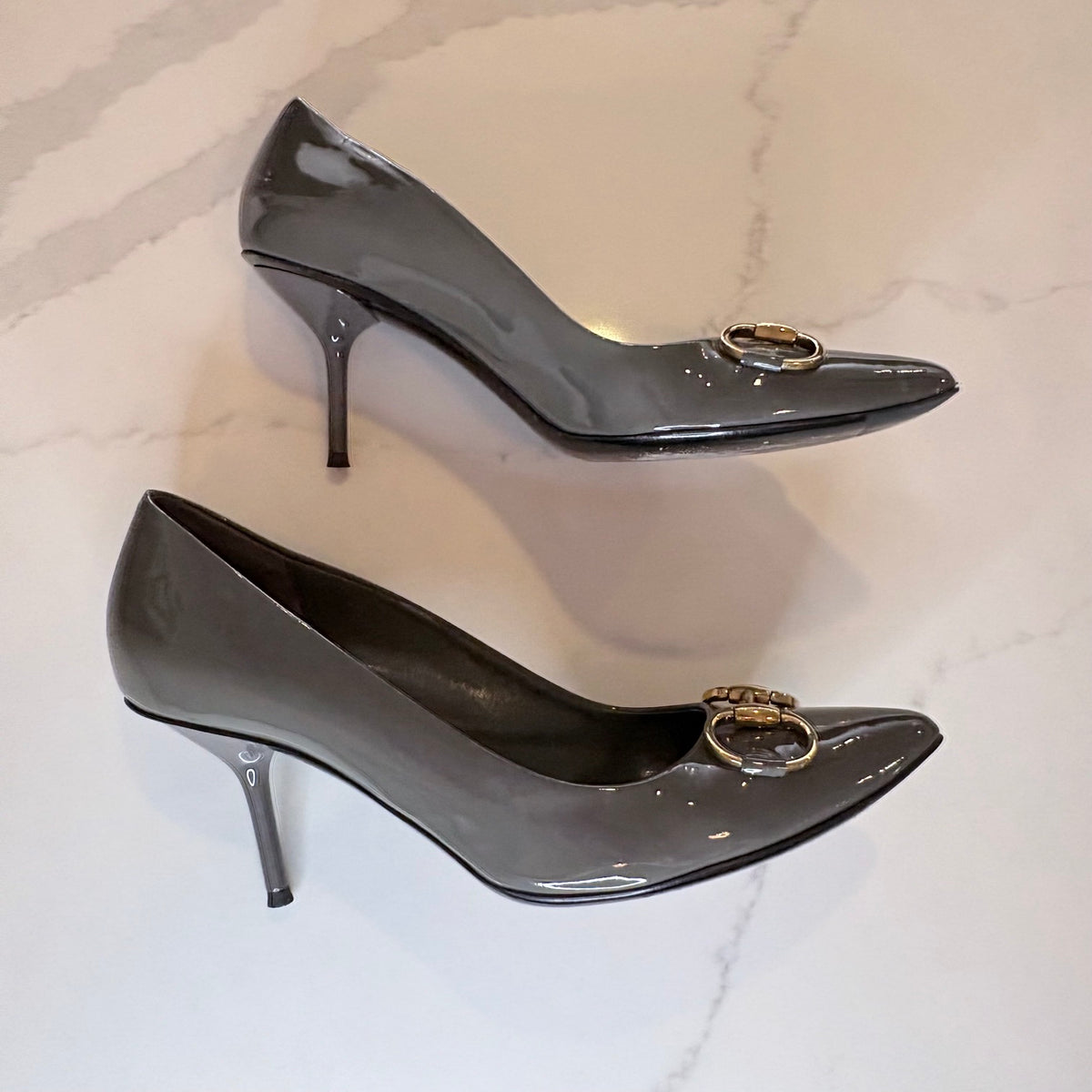 Gucci Patent Horsebit Pumps