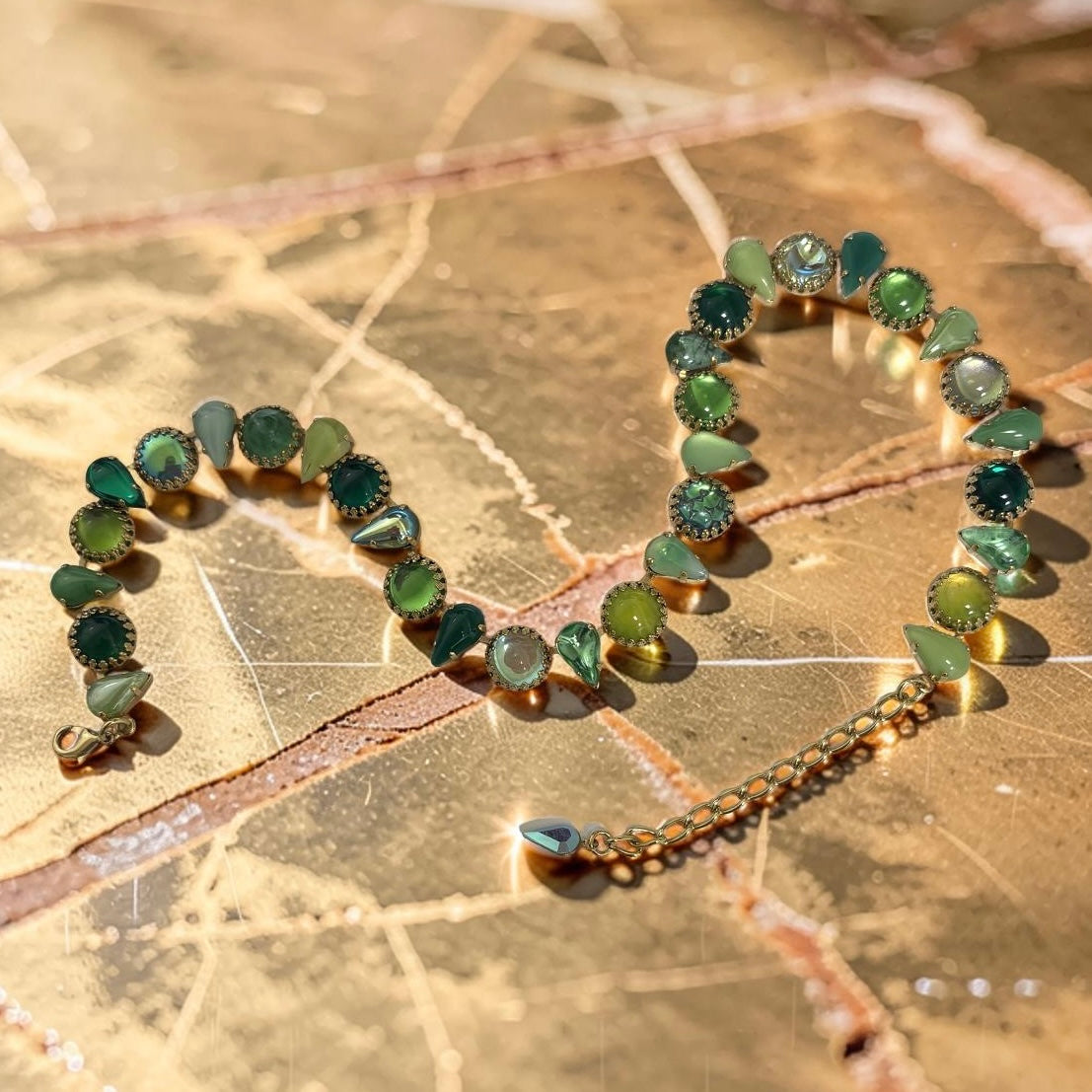 Vesper Obscura Green Glass Necklace