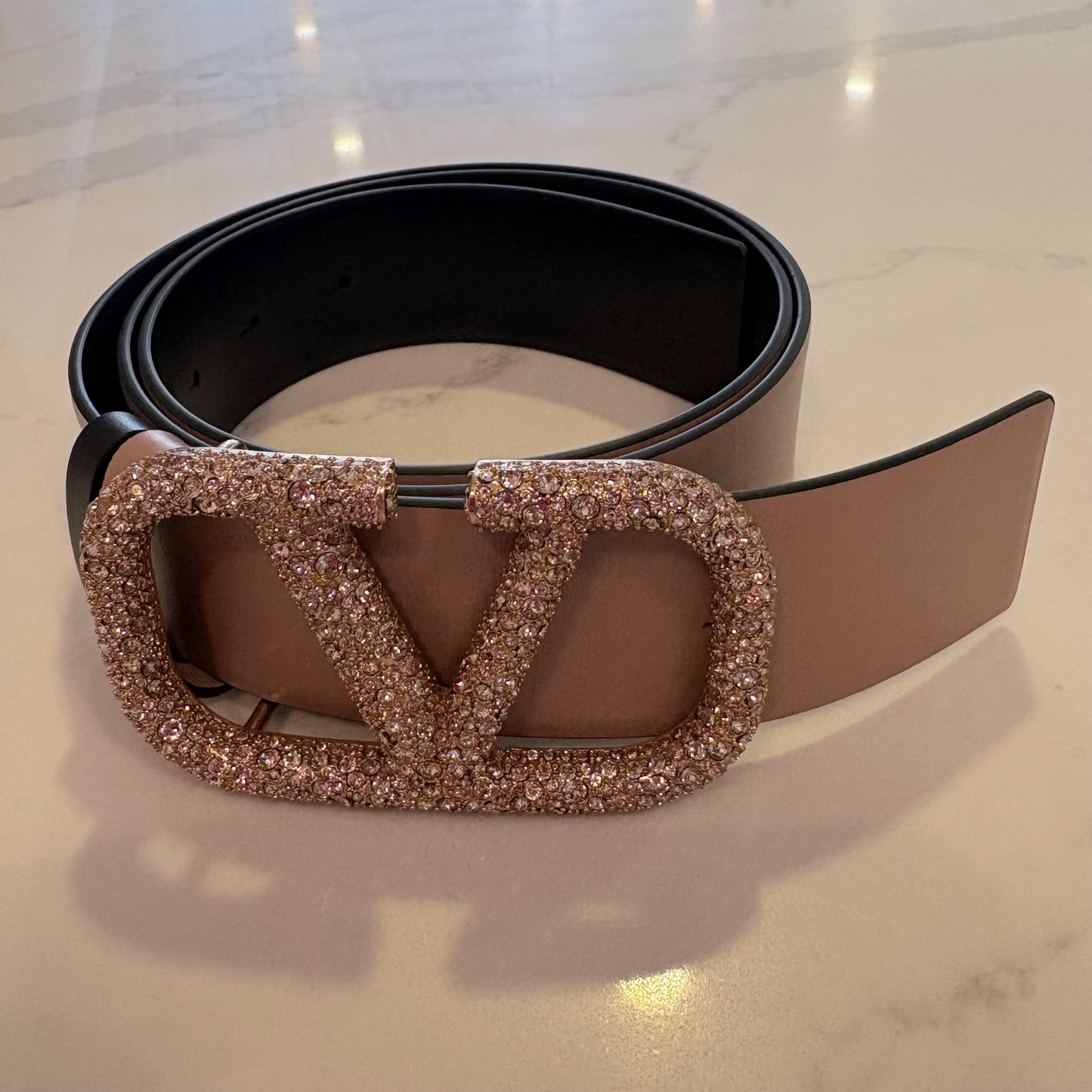 Valentino VLogo Crystal Buckle Belt