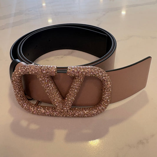 Valentino VLogo Crystal Buckle Belt