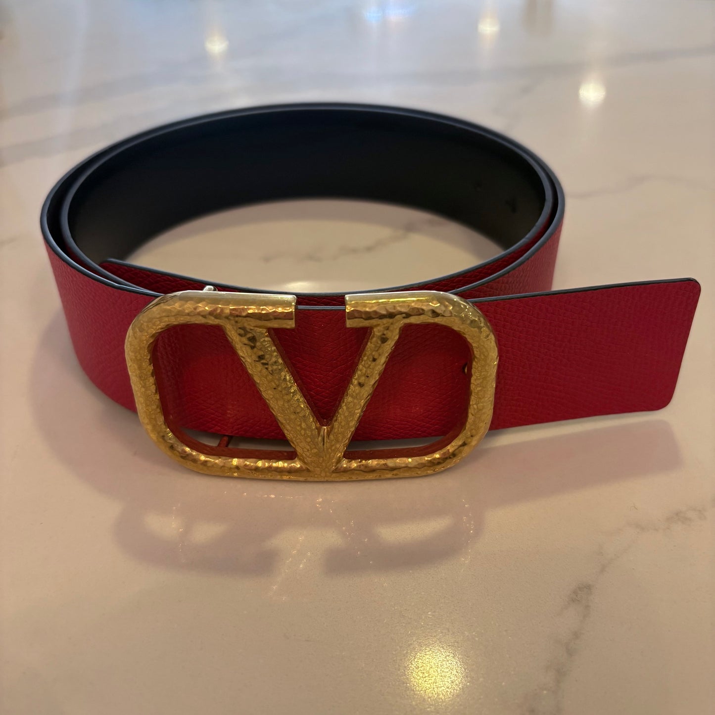 Valentino VLogo Belt Gold Buckle