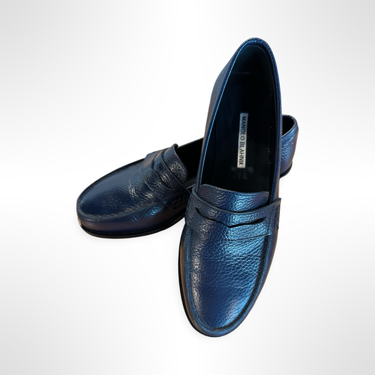 Manolo Navy Loafer